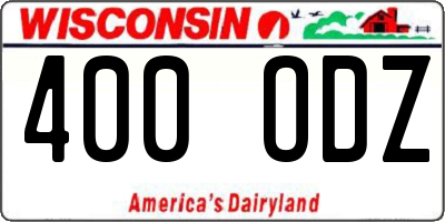 WI license plate 400ODZ