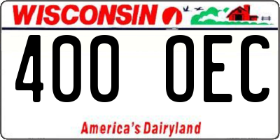 WI license plate 400OEC