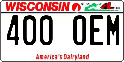 WI license plate 400OEM
