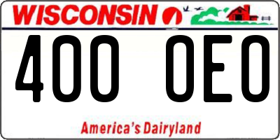WI license plate 400OEO