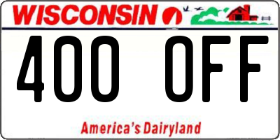 WI license plate 400OFF