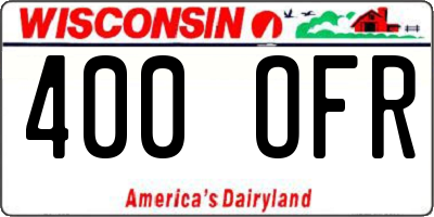 WI license plate 400OFR