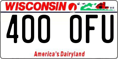 WI license plate 400OFU