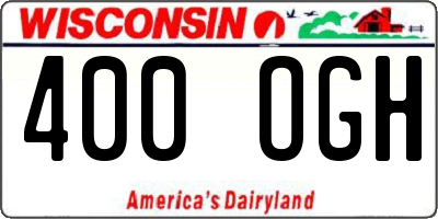 WI license plate 400OGH