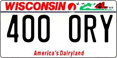 WI license plate 400ORY