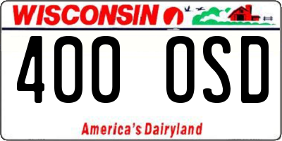 WI license plate 400OSD