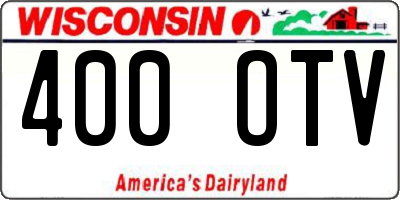 WI license plate 400OTV