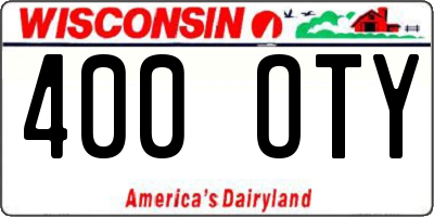 WI license plate 400OTY