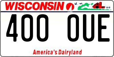 WI license plate 400OUE