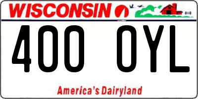 WI license plate 400OYL