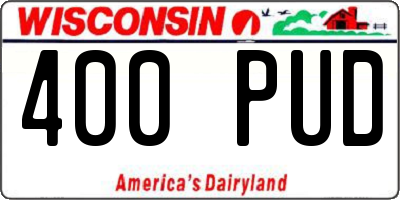 WI license plate 400PUD