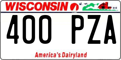 WI license plate 400PZA