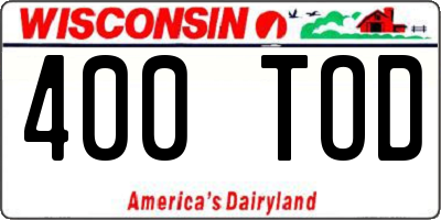WI license plate 400TOD