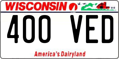 WI license plate 400VED