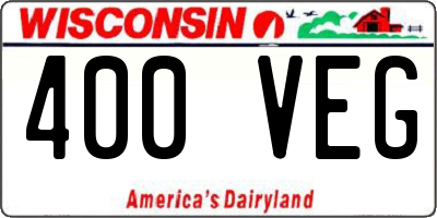 WI license plate 400VEG