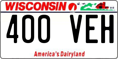 WI license plate 400VEH