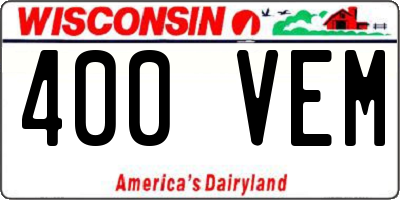 WI license plate 400VEM