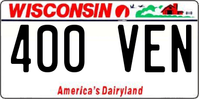 WI license plate 400VEN