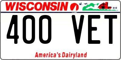 WI license plate 400VET