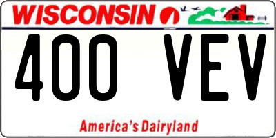 WI license plate 400VEV