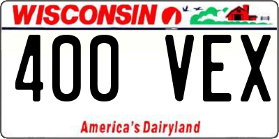 WI license plate 400VEX