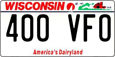 WI license plate 400VFO