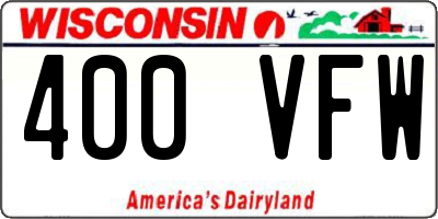 WI license plate 400VFW