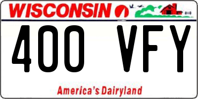 WI license plate 400VFY