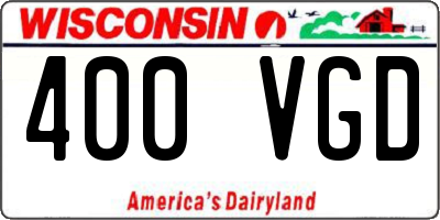 WI license plate 400VGD