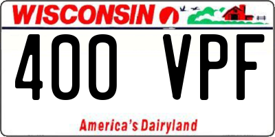 WI license plate 400VPF