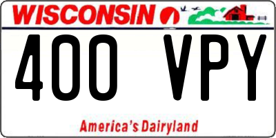 WI license plate 400VPY