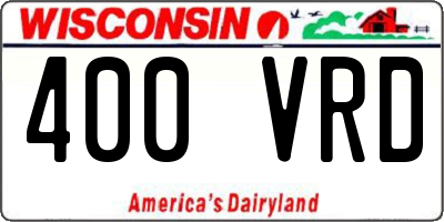 WI license plate 400VRD