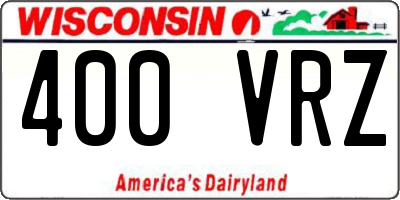 WI license plate 400VRZ