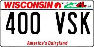 WI license plate 400VSK