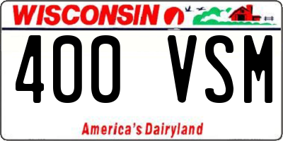 WI license plate 400VSM