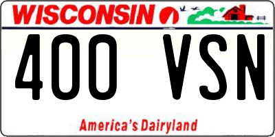 WI license plate 400VSN