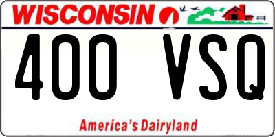 WI license plate 400VSQ