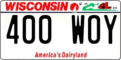 WI license plate 400WOY