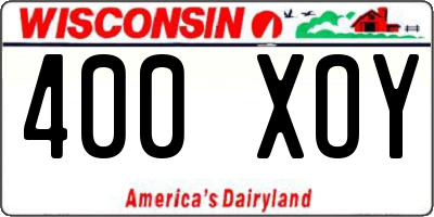 WI license plate 400XOY