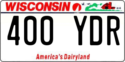 WI license plate 400YDR