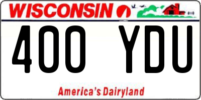 WI license plate 400YDU