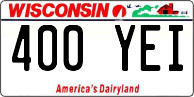 WI license plate 400YEI