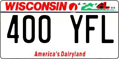 WI license plate 400YFL