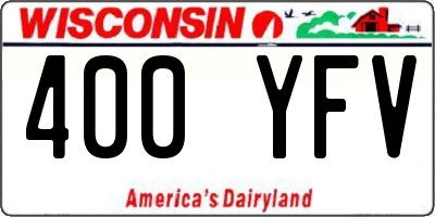 WI license plate 400YFV