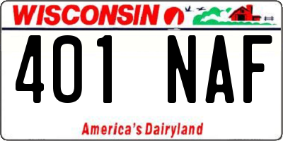 WI license plate 401NAF