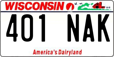 WI license plate 401NAK