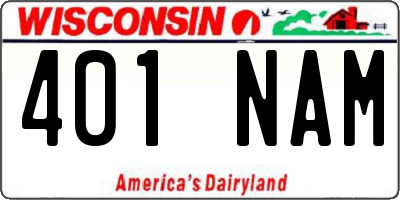 WI license plate 401NAM