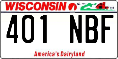 WI license plate 401NBF