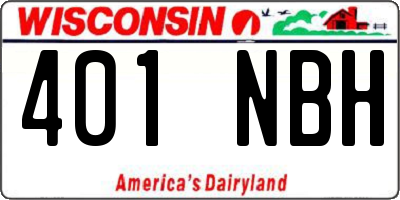 WI license plate 401NBH