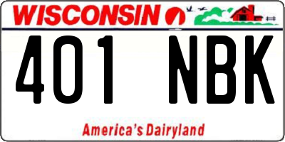 WI license plate 401NBK